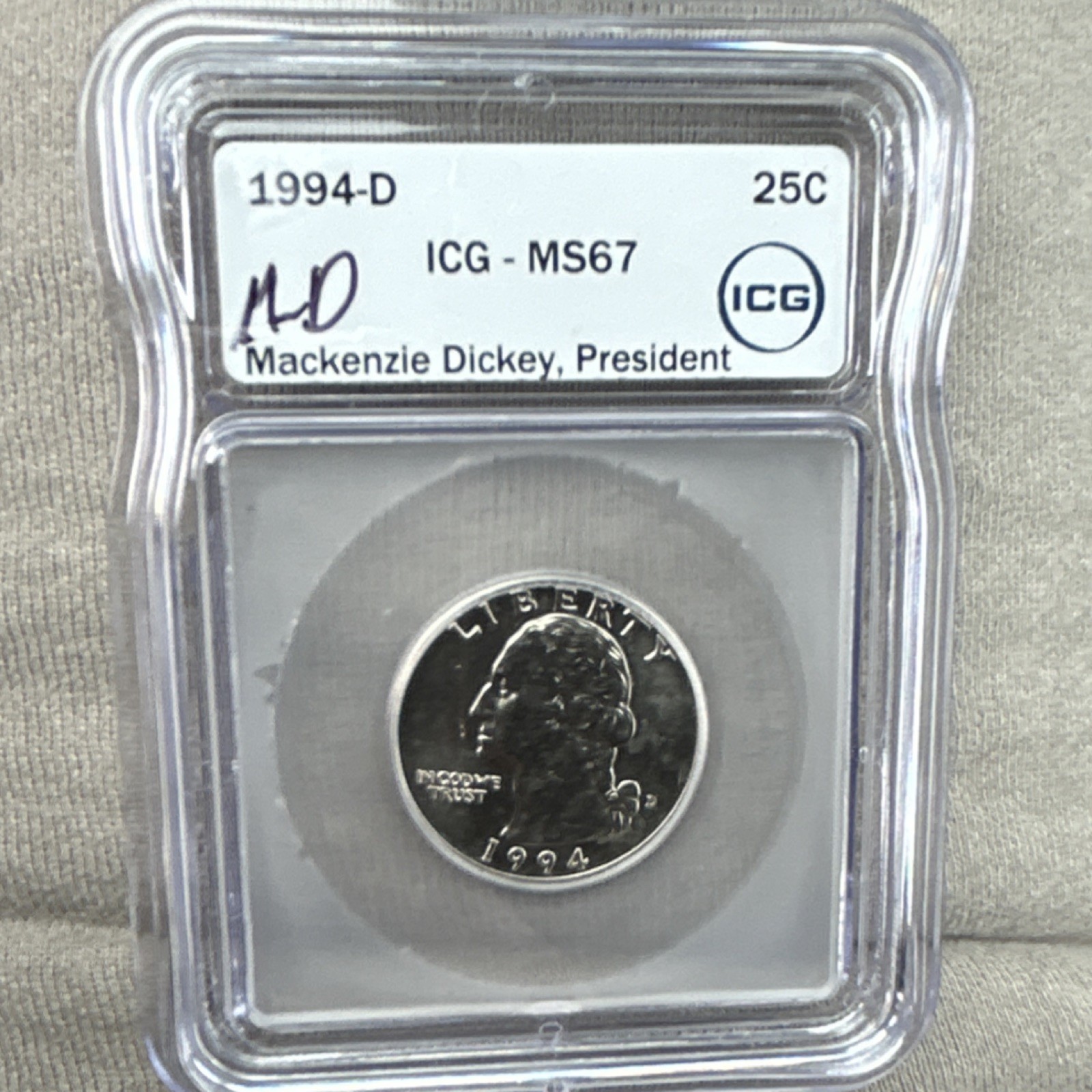 1994-D Washington Quarter ICG MS67 Copper 25C KM#164 Denver Uncirculated