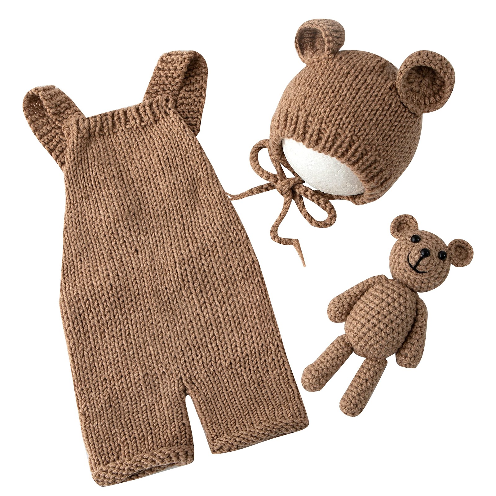 Newborn Photography Props Boys Girls Outfits Baby Photo Props Knit Bear Hat R...