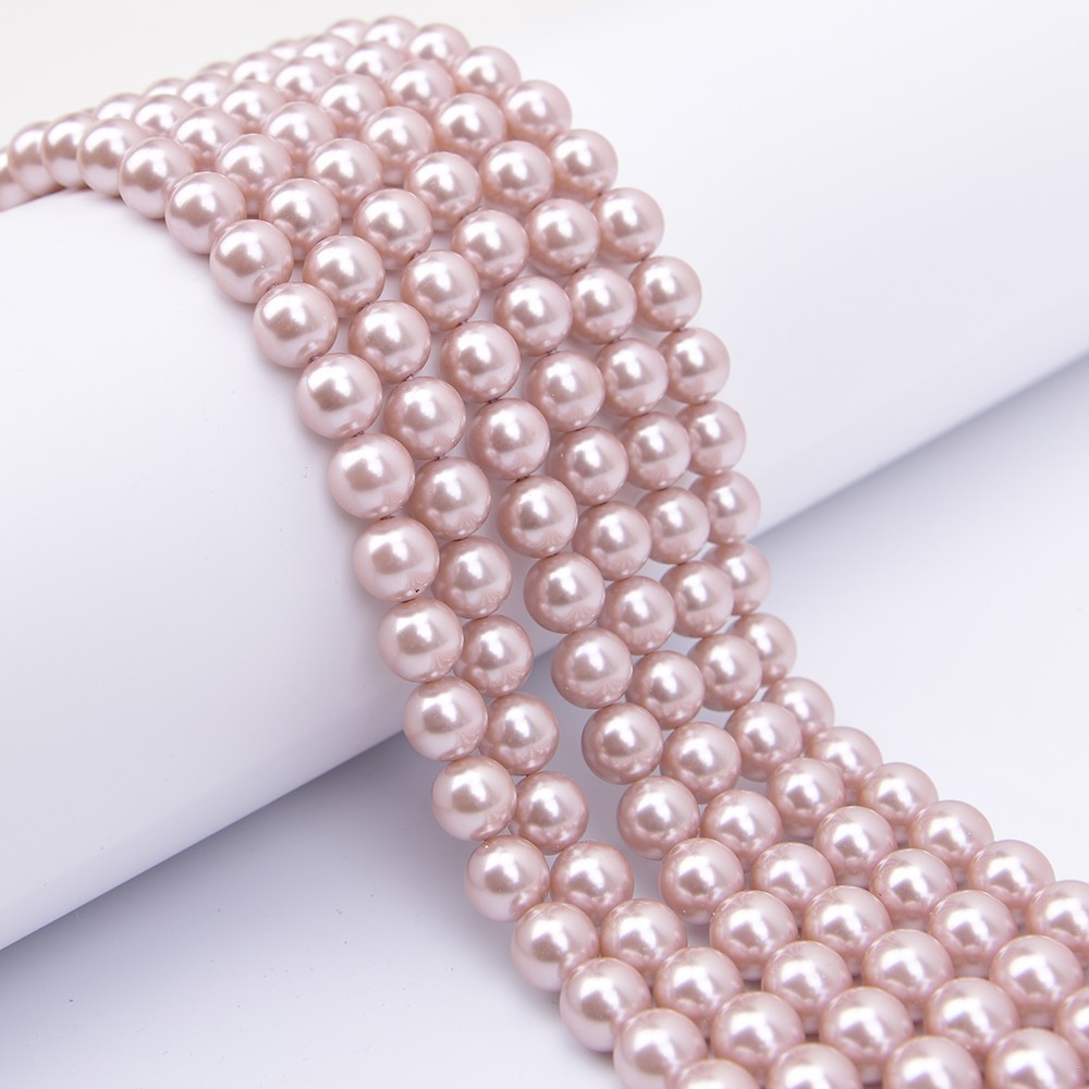 2 Strands 12mm Light Purple Sea Shell Pearl Smooth Round Loose Beads 15.5''