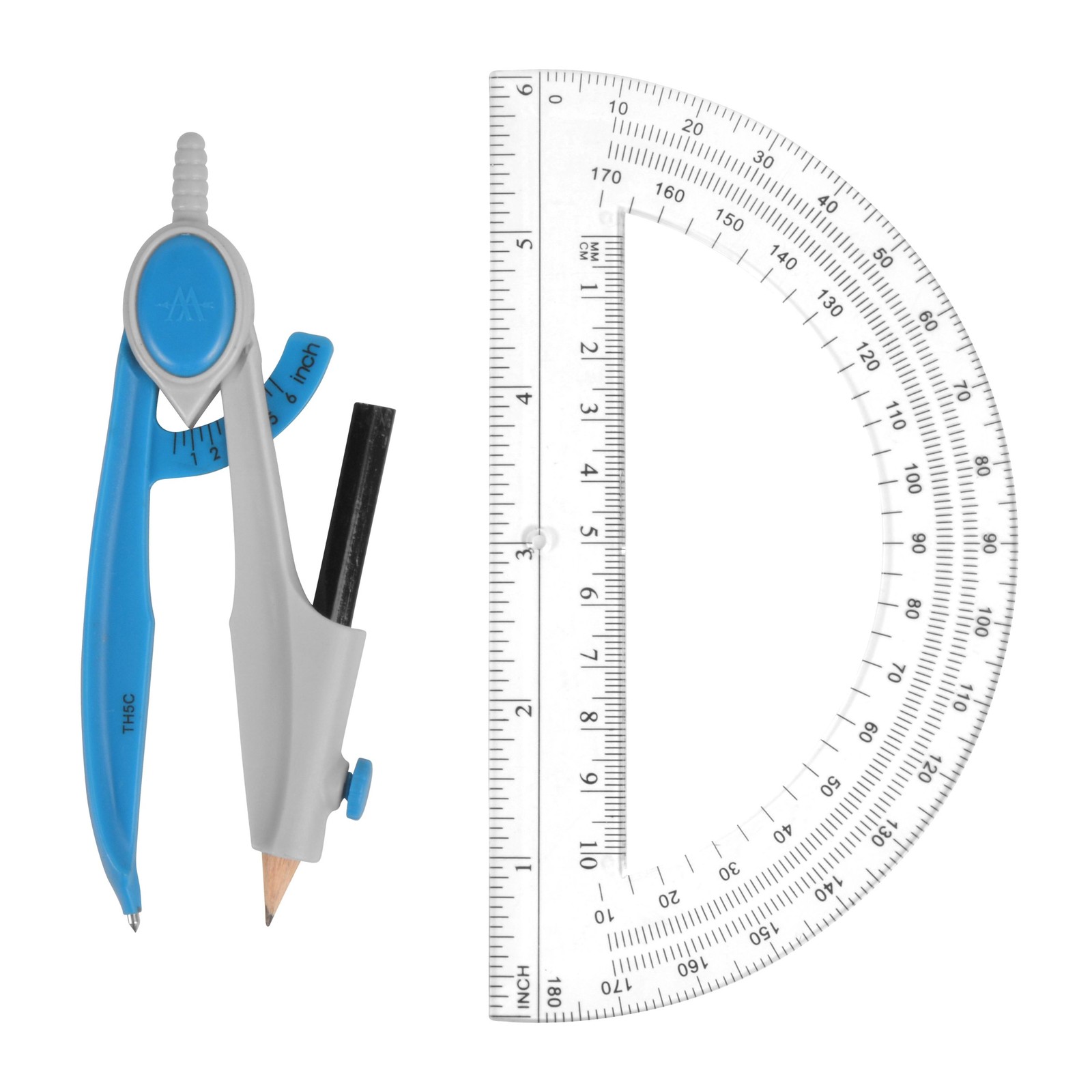 Westcott 2 Piece Compass and Protractor, Math Tools, Assorted Colors