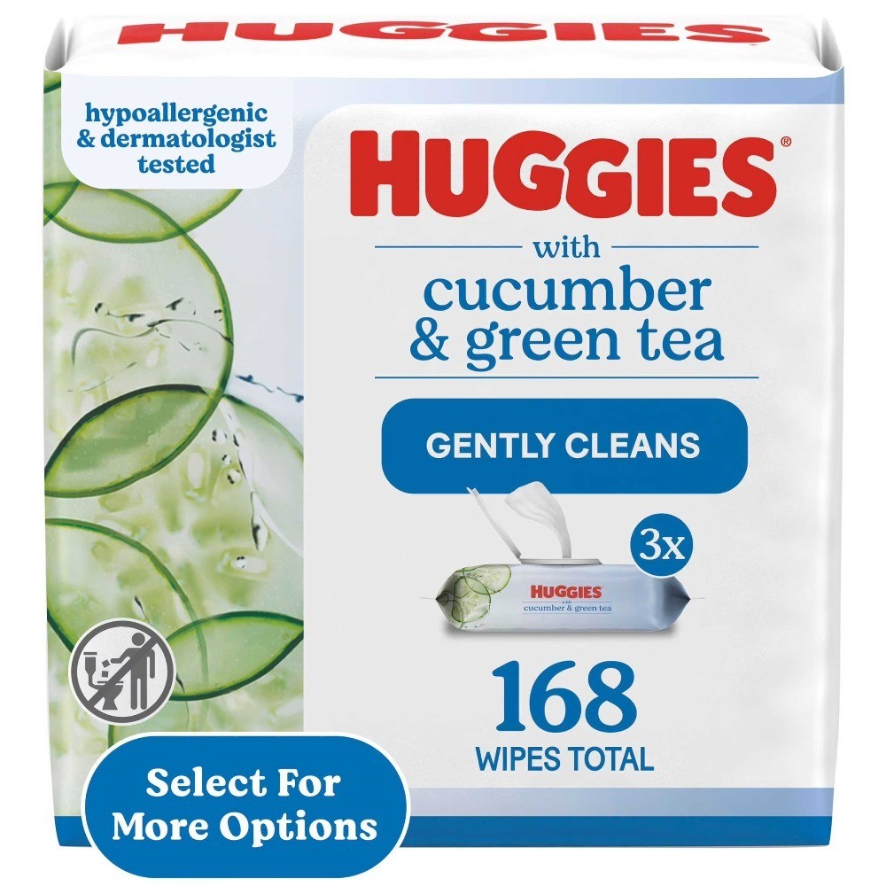 Scented Wipes with Cucumber and Green Tea 3 Flip Top Packs 168 Count Fresh