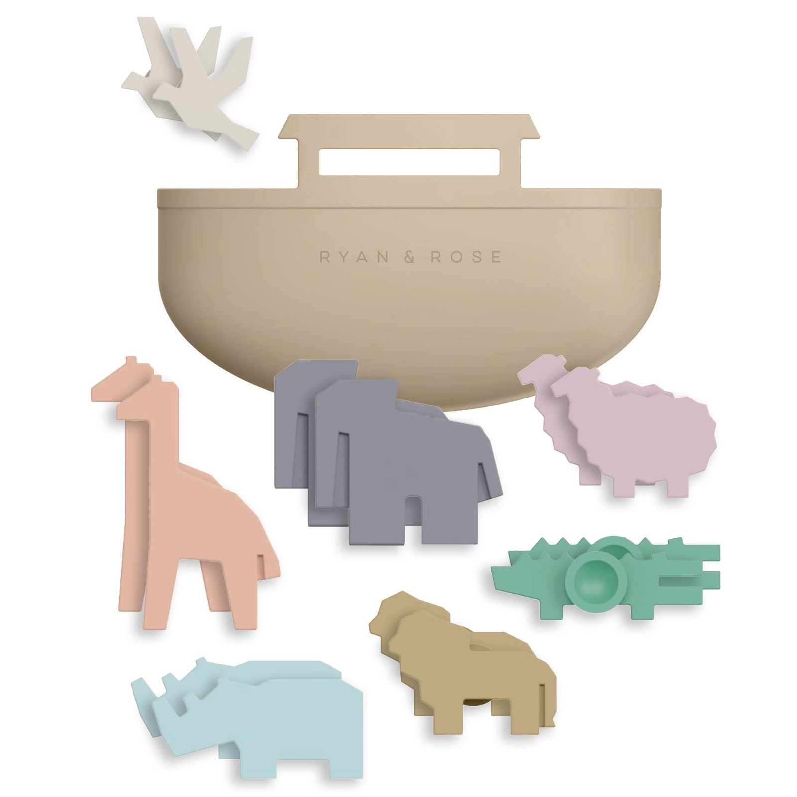 Noah's Ark Suction Toys - 1 Ark, 14 Animals (7 Pairs) - Toddler Bath Toys, Ba...