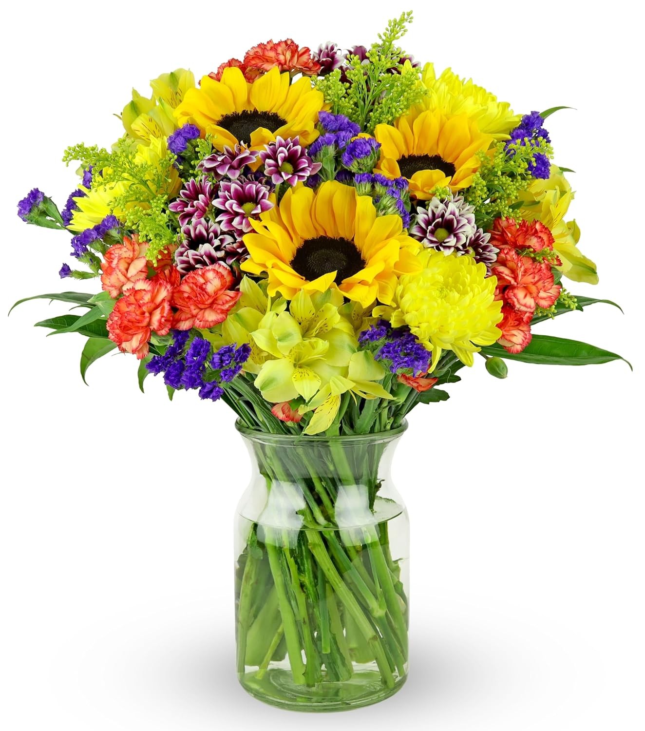 Benchmark Bouquets - Flowering Fields (Glass Vase Included) - Assorted Colors 