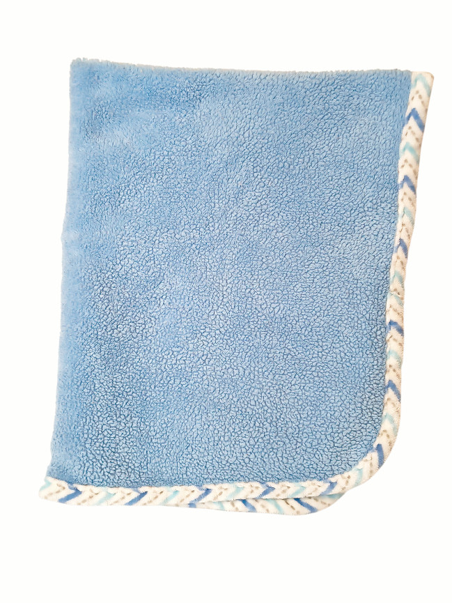 Cribmates Blue Chevron Trim Security Lovey Blanket 38" X 31"