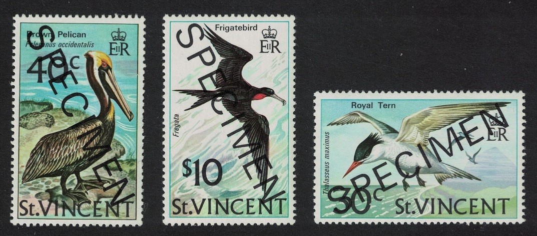 St. Vincent Pelican Tern Frigate Bird 3v SPECIMEN 1974 MNH SG#396-398