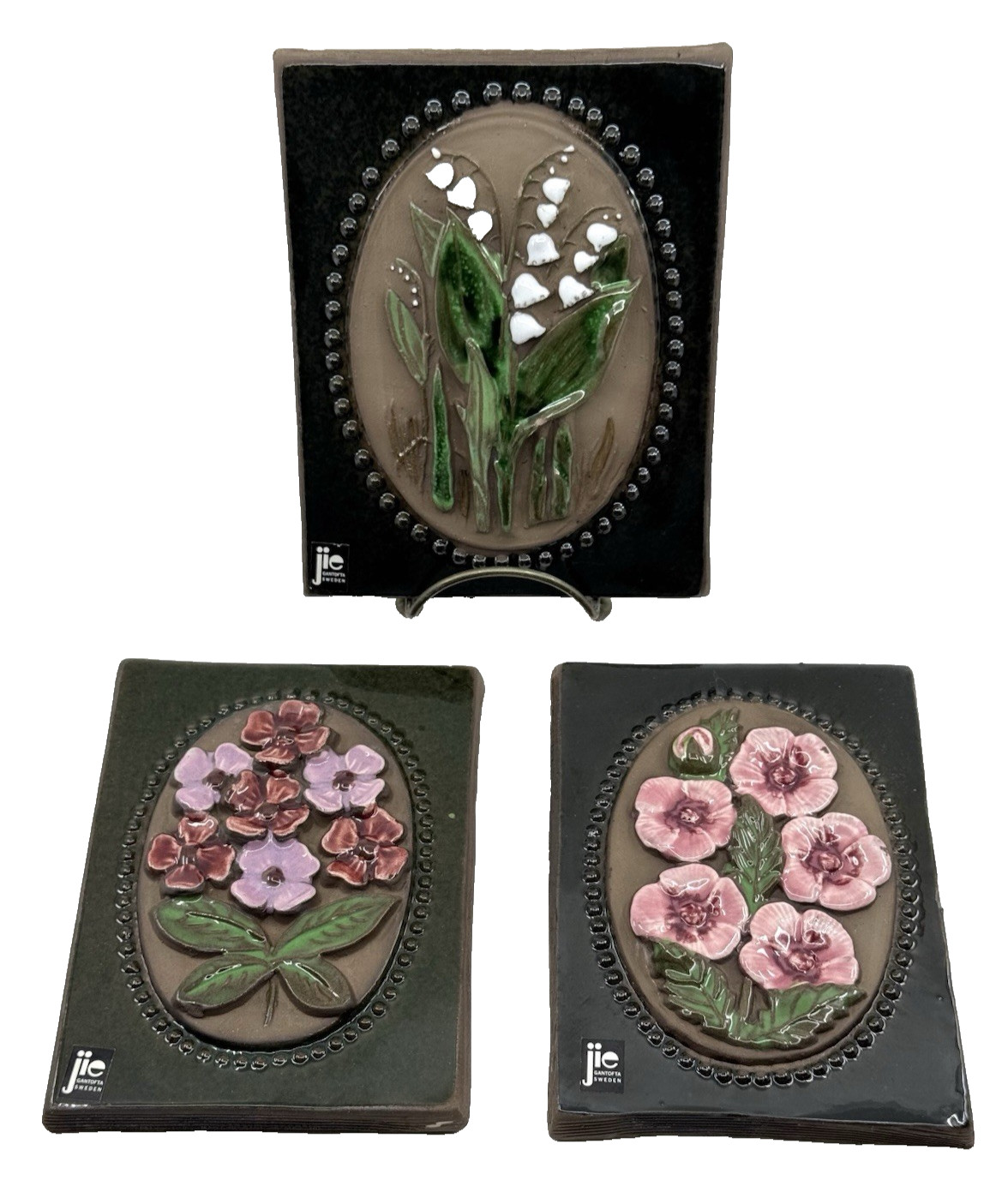 Vintage 1970s JIE GANTOFTA Sweden ART POTTERY Wall Plaque TILES Aimo Nietosvuori