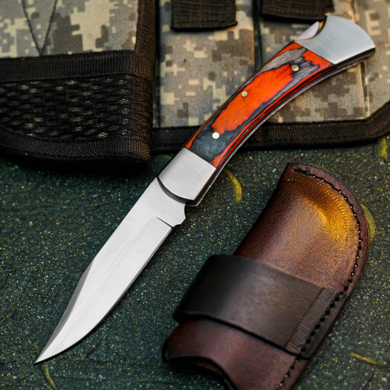 Hunt It Hunt EDC Folding Pocket Knife – Steel Blade, Wood Handle, USA