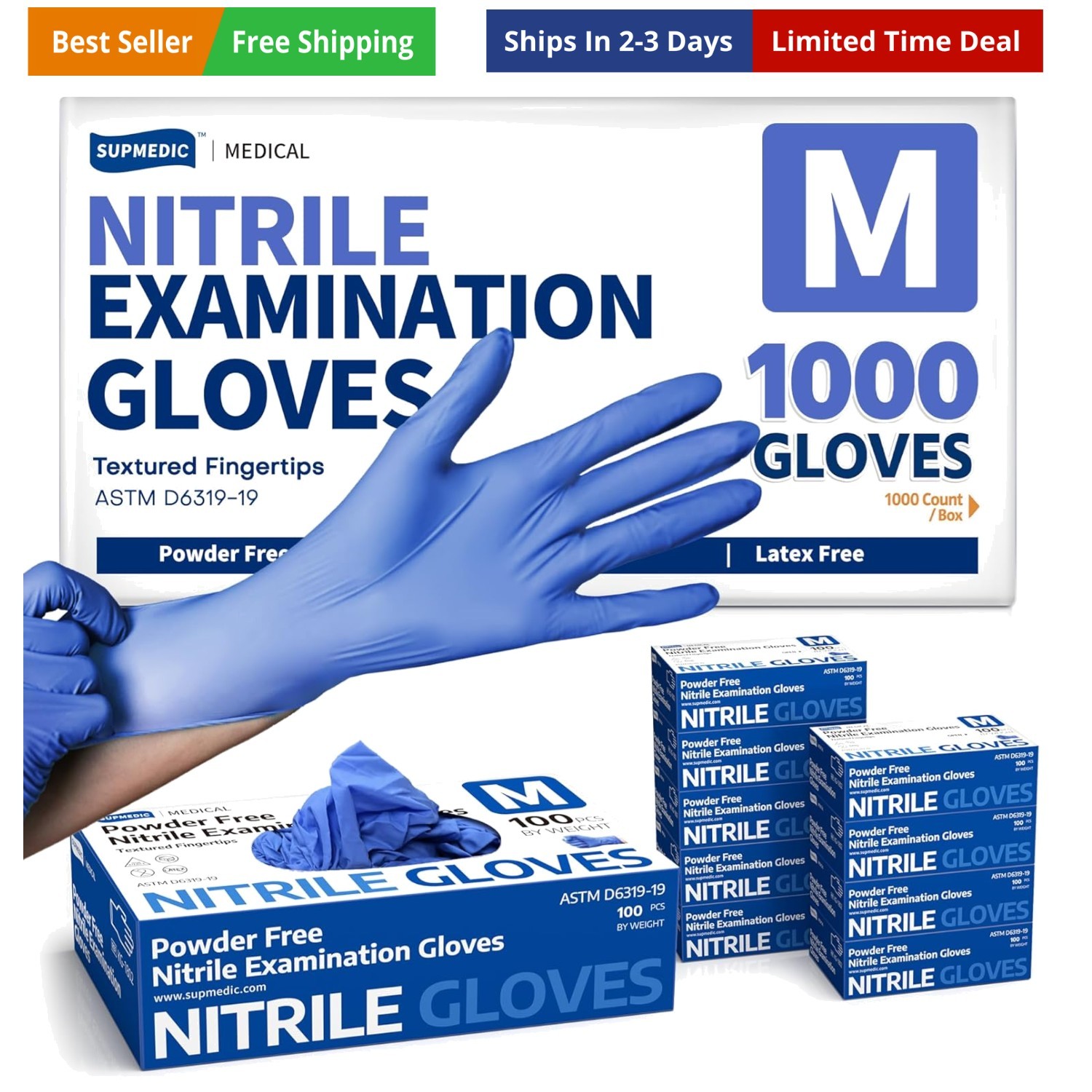 Medical Soft Max Nitrile Exam Gloves, Powder-Free Latex-Free Food Safe Clean ...