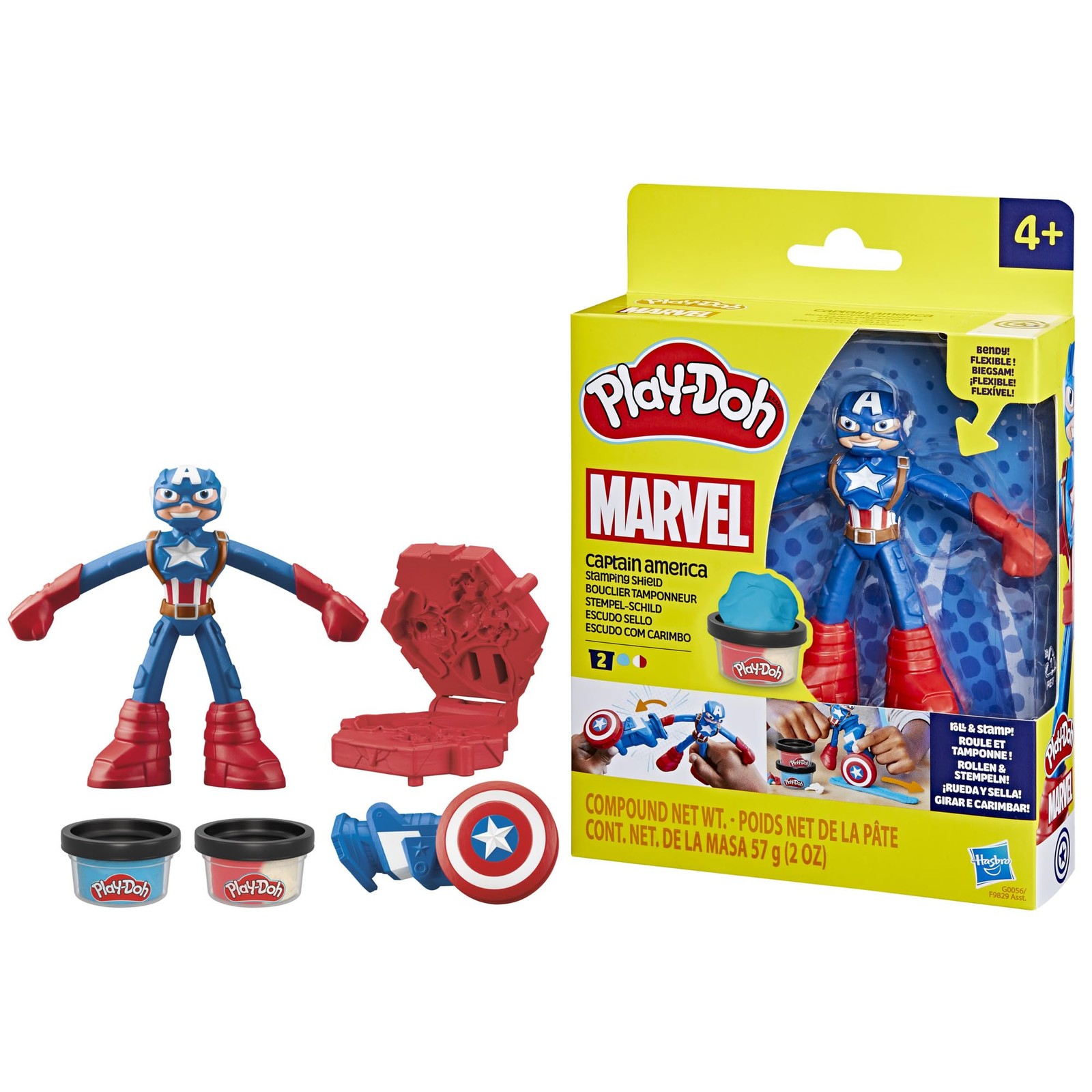 Play-Doh Marvel Captain America Stamping Shield Action Figure Playset Age 4+