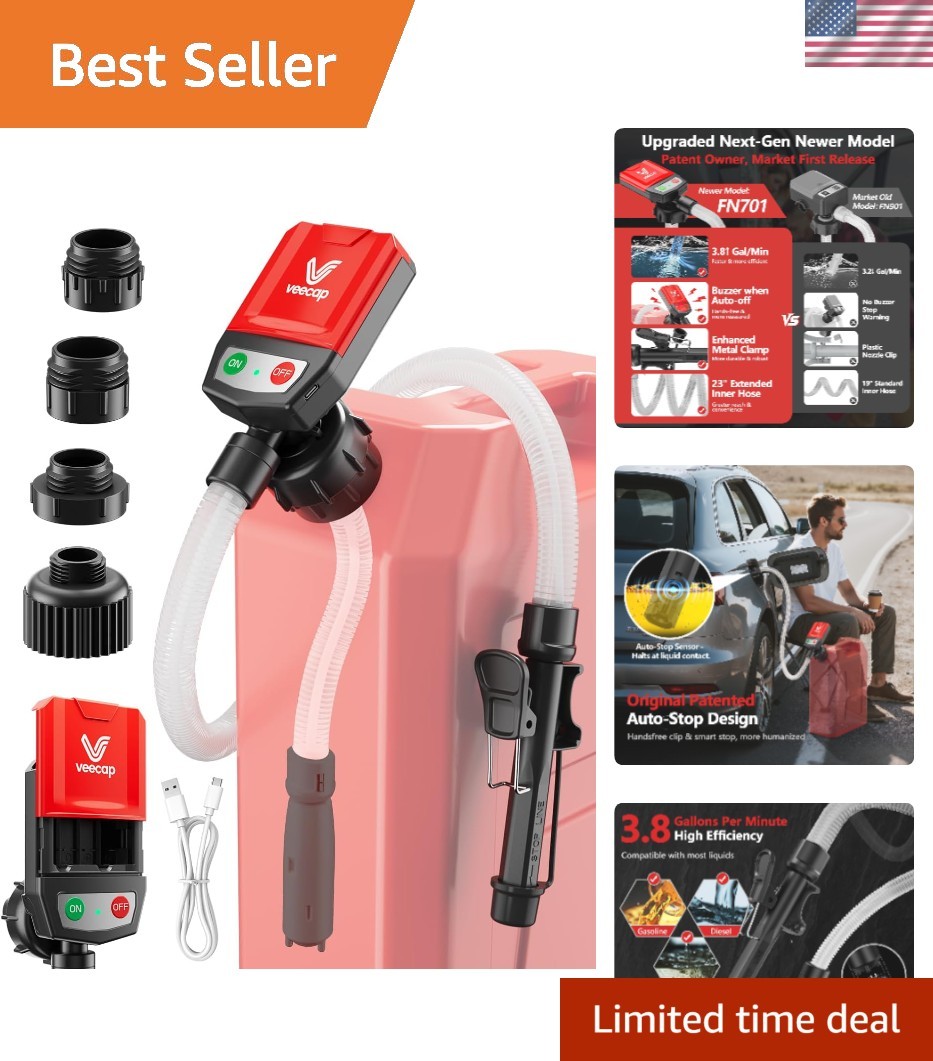 Automatic Electric Fuel Transfer Pump with Auto-Stop & Leak Protection - 3.8 GPM