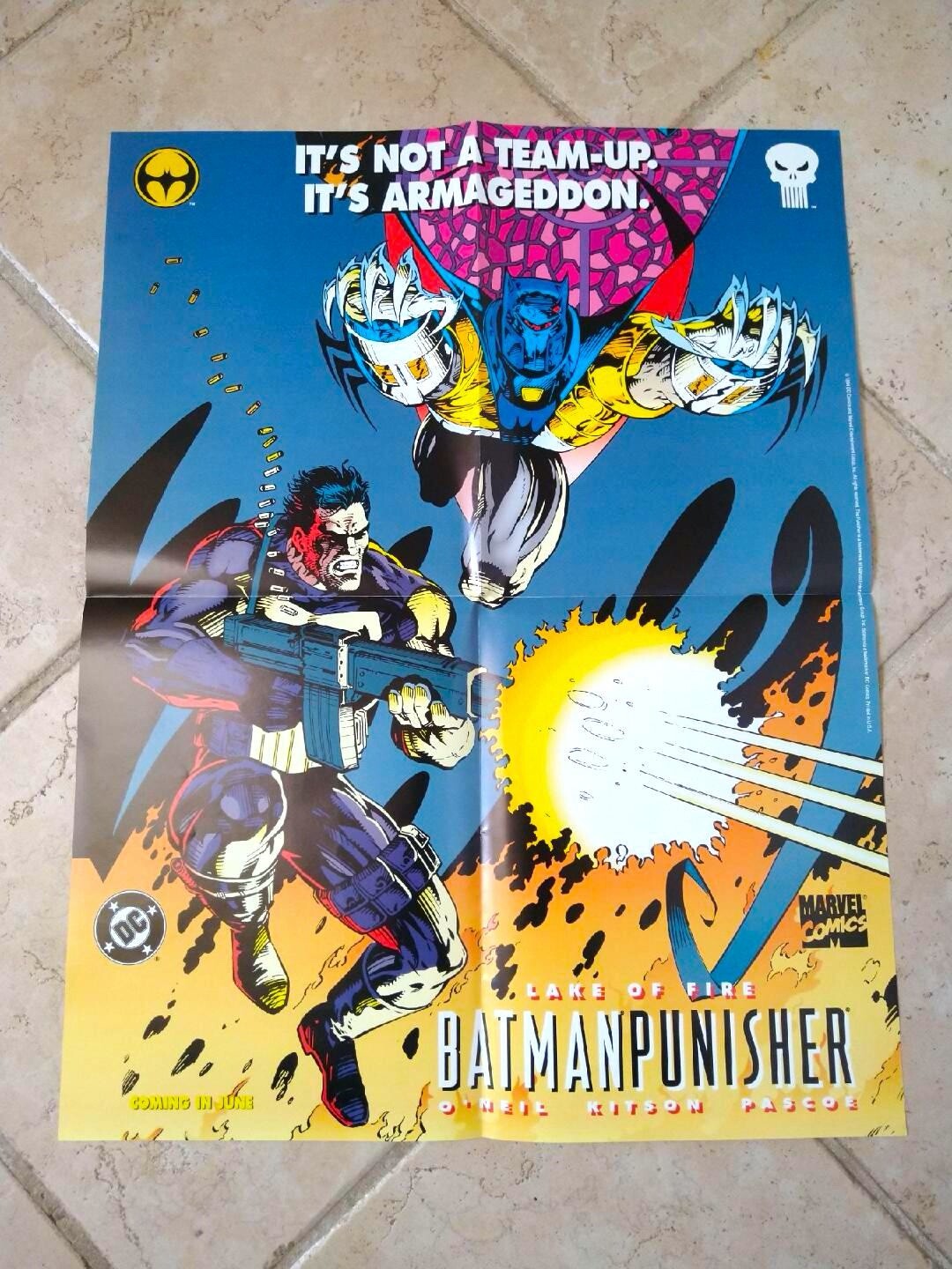 1994 Batman Punisher Lake of Fire Promo Poster DC Marvel Comics 22" x 17" NICE!