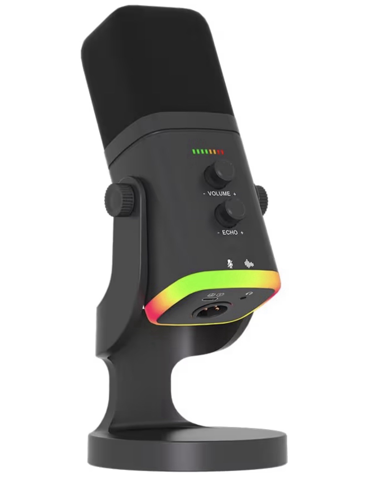 USB/XLR Desktop Dynamic Microphone with RGB Light, Noise Reduction & Mute Button