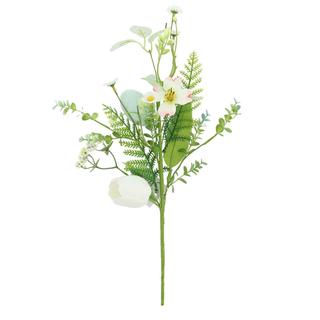 Rametto Foglie Uova Fiori 42cm Blu, Bianco E Verde