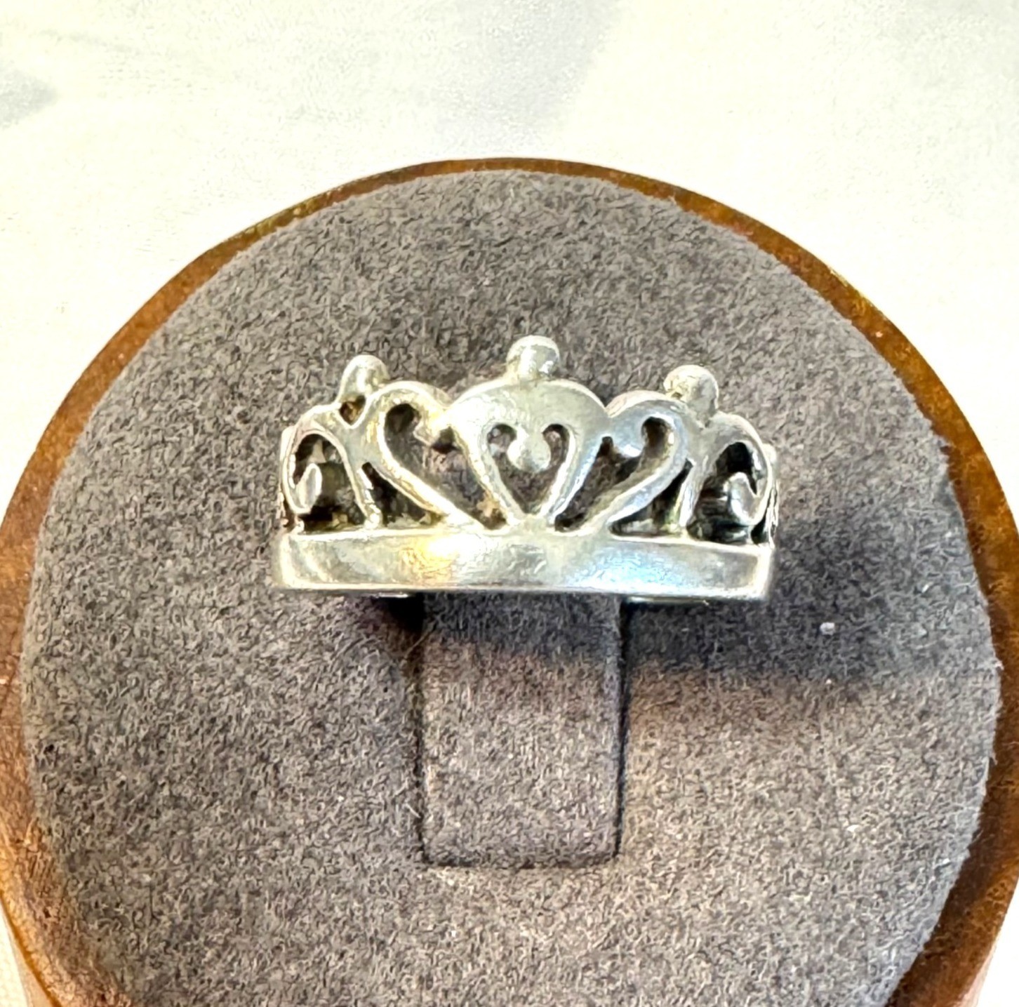 Crown Design Tapered Band VTG Solid Sterling Silver 925 Ring Size 5