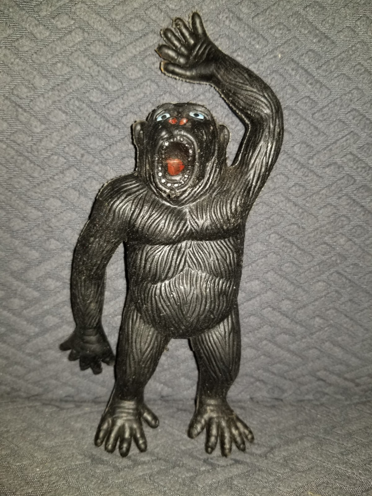 Black Rubber Gorilla toy jiggler figure vintage 1970s Hong Kong 7.5" tall