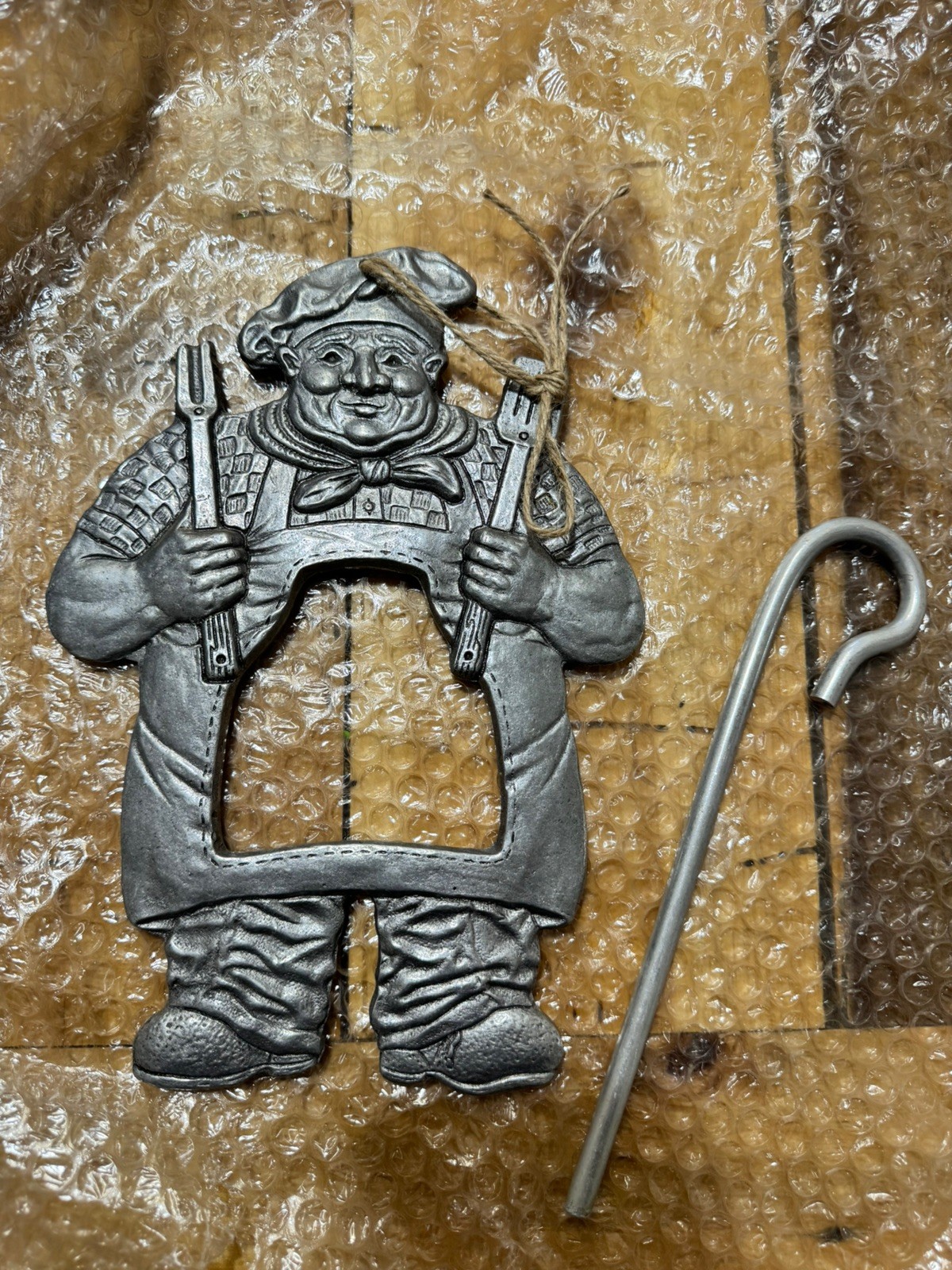 10” Pewter Hanging Chef Decorative Metalware Hanging dinner bell 