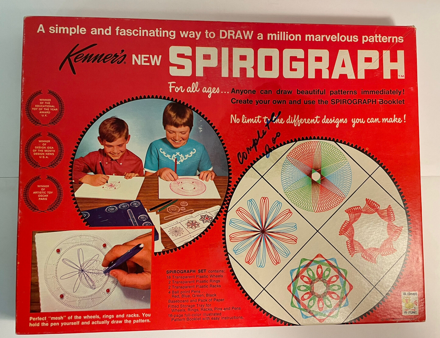 Kenner Spirograph Set No 401 Graphics Designs Drawing Fun with Patterns Vintage