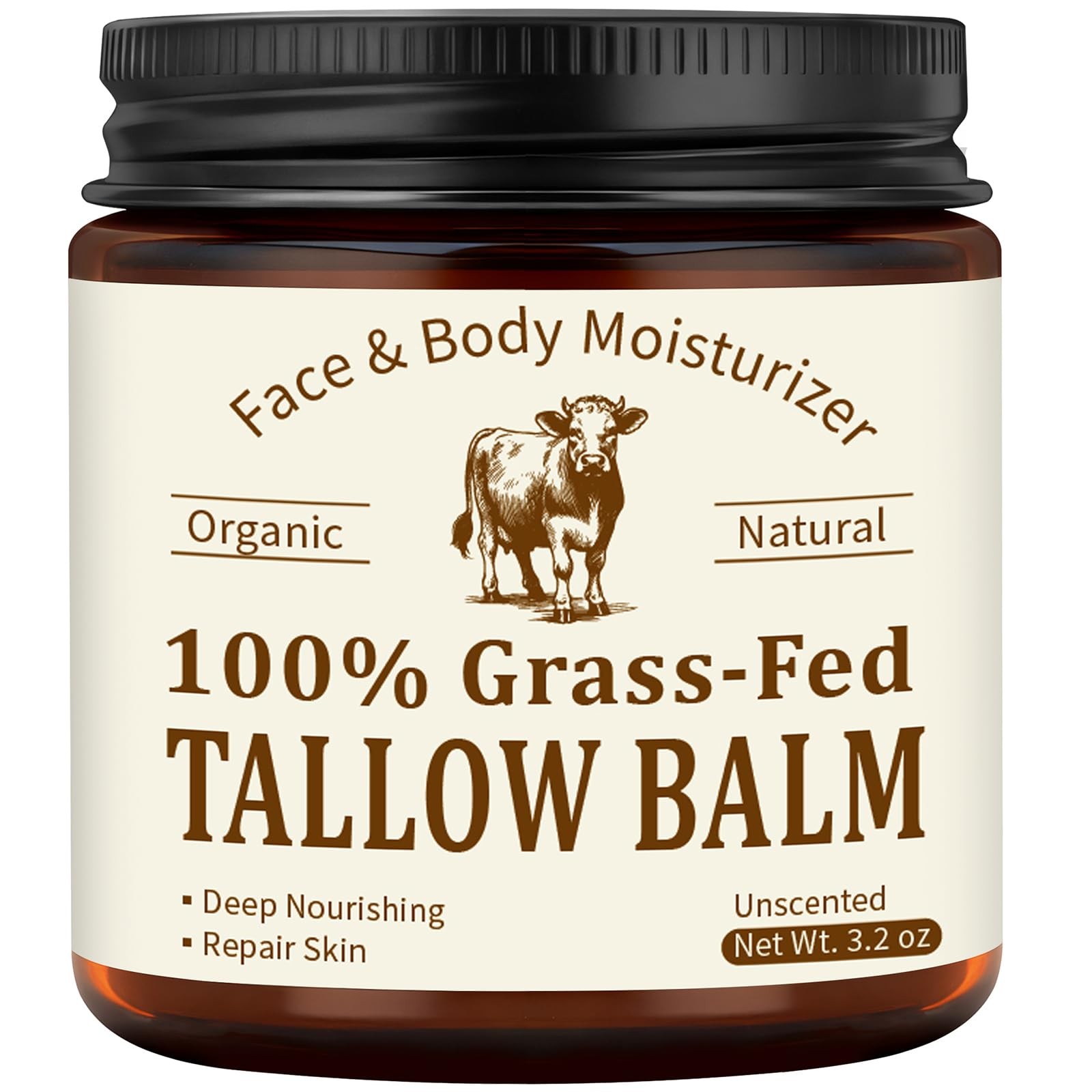 Veakoo Beef Tallow for Skin & Face, Organic Grass Fed Beef Tallow Balm, Unscen