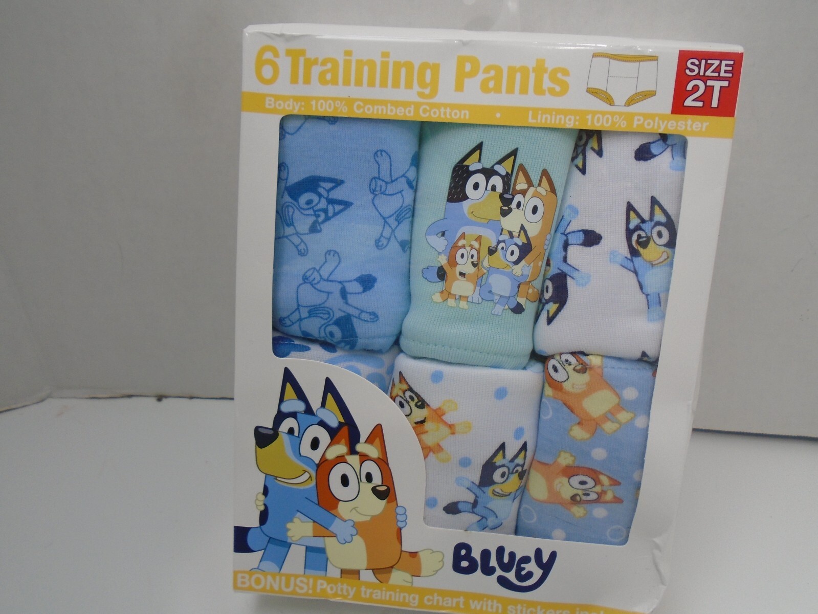 Bluey Unisex Baby Potty Training Pants with Stickers Size 2t  6 Pairs 20-27 Lbs
