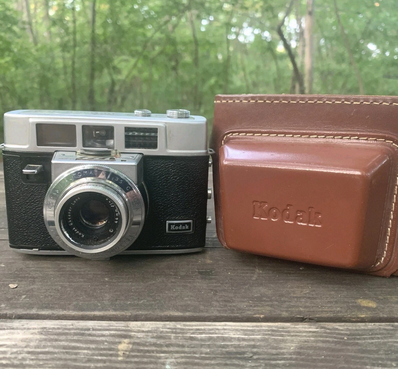 VTG Kodak Automatic 35 Film Camera 44mm f/2.8 Ektanar Lens Leather Field Case 