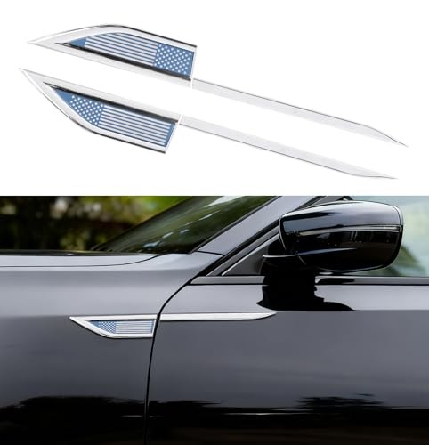 2 Pieces Cars Side Door Wing Metal Emblem Badges, 9.8 x 1.2 Inch Alloy 3D Blue