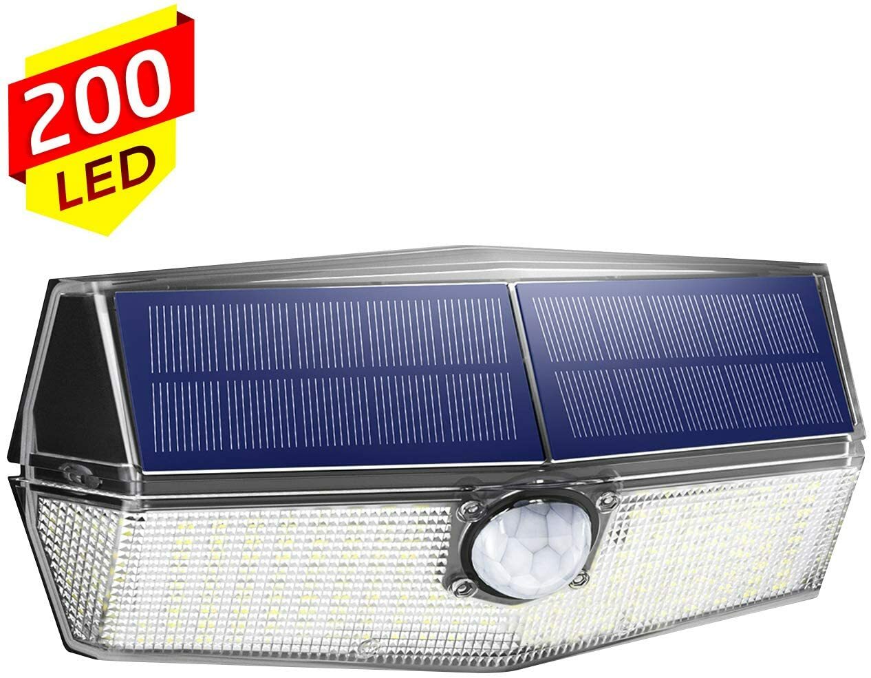 LITOM Lampe solaire 200 LED, grand angle de 270°, avec tête de capteur PIR