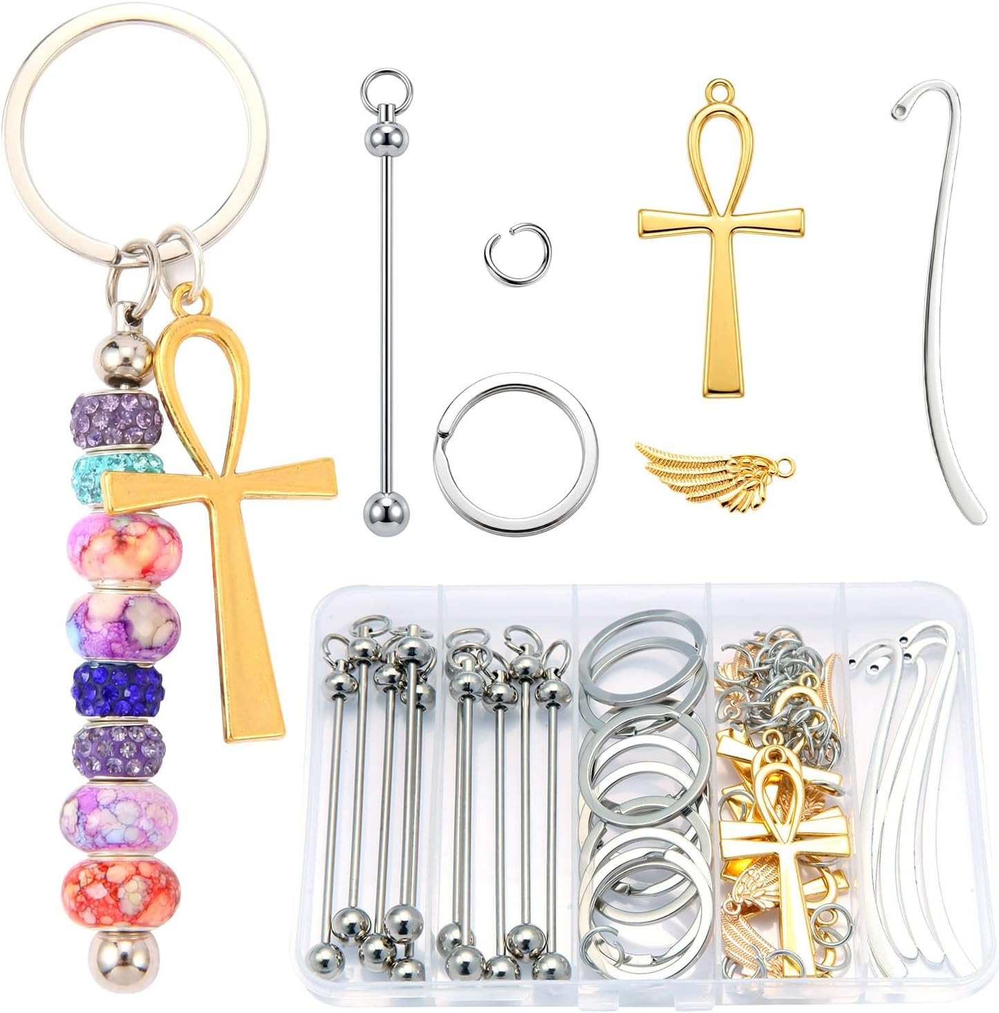 Beadable Bookmark Making Kit with Charms and Storage Box for Book Lovers