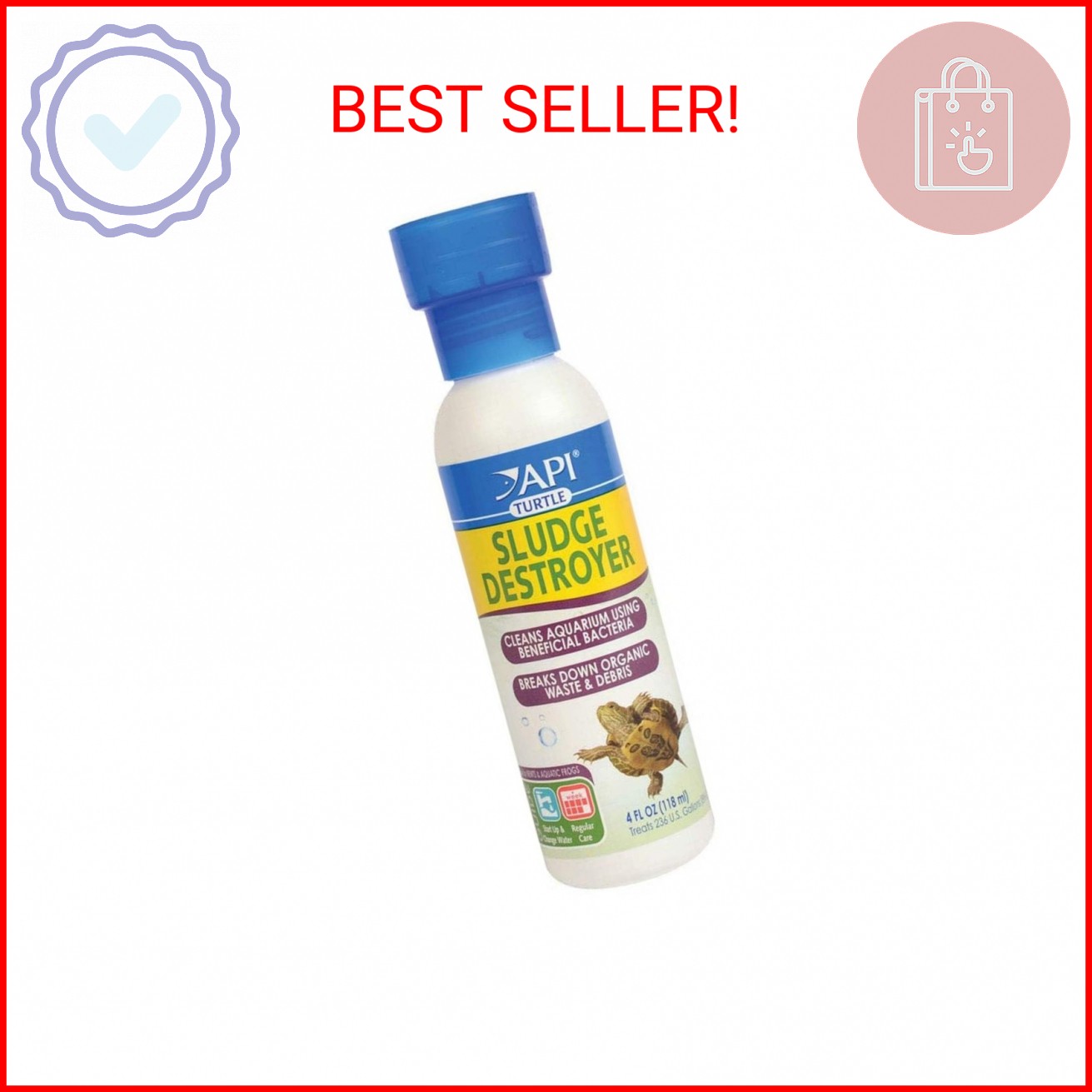 API TURTLE SLUDGE DESTROYER Aquarium Cleaner and Sludge Remover Treatment 4-Ounc