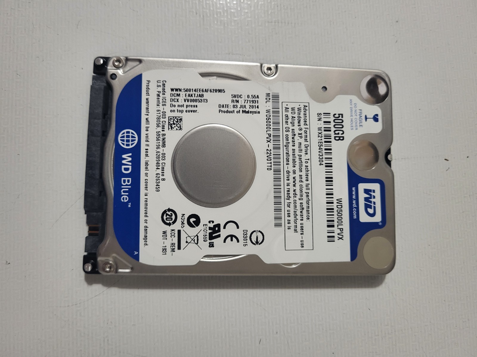 Verifone MSC169-402-01 HARD DISK DRIVE, 2.5" SATA 500 GB, for RUBY CI and Comman