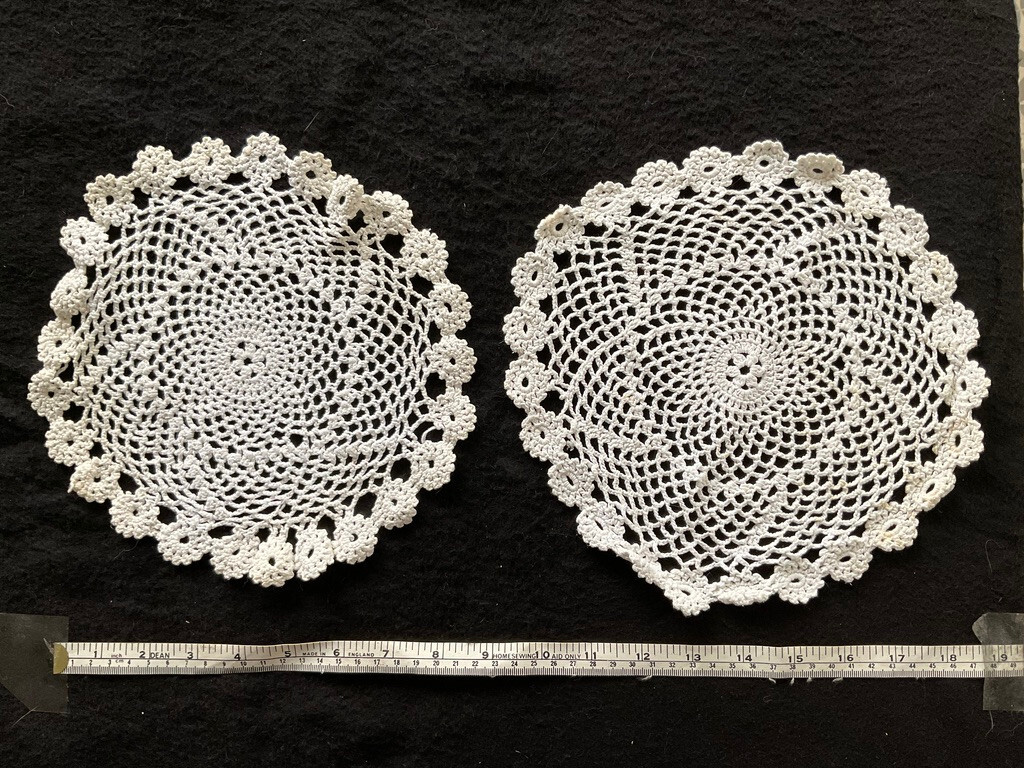 Pair of Vintage handmade crocheted doilies cottage core 24cm / 9" diameter