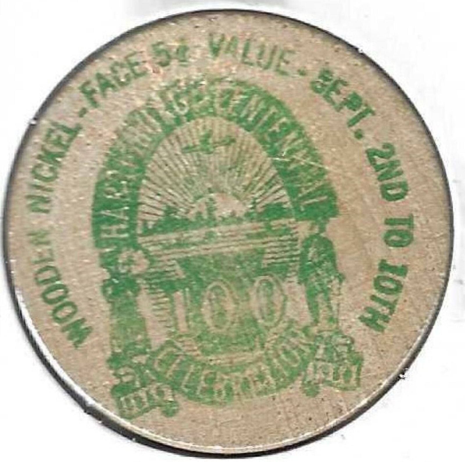 1960, Harrisburg, Pennsylvania Centennial, Dauphin Deposit Trust, Wooden Nickel