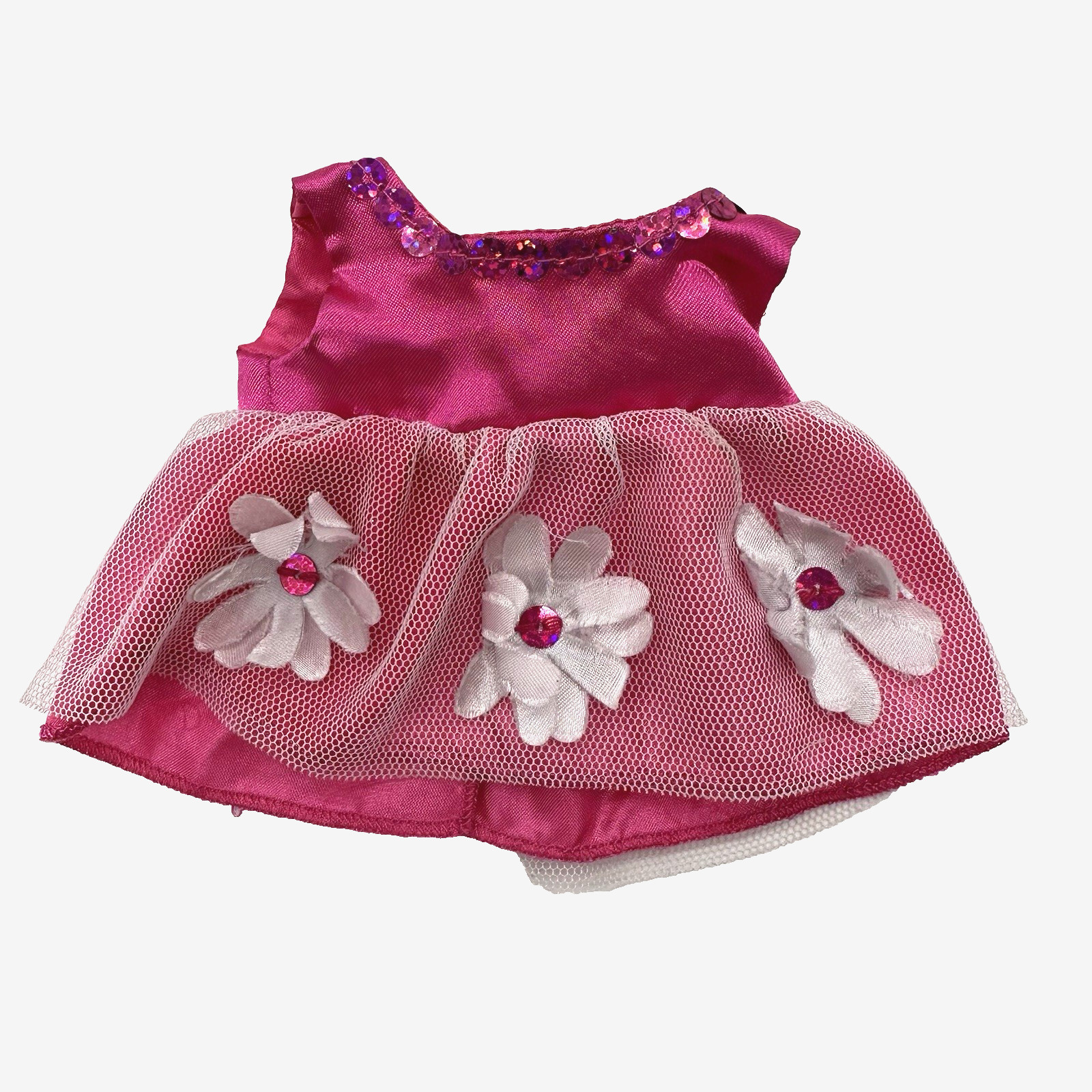 Build A Bear Smallfrys Buddies Dress Pink White Flowers Sequin Teddy Clothes