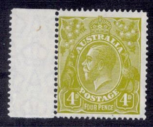 AUSTRALIA #73a P14 4P KGV OLIVE BISTRE MNH