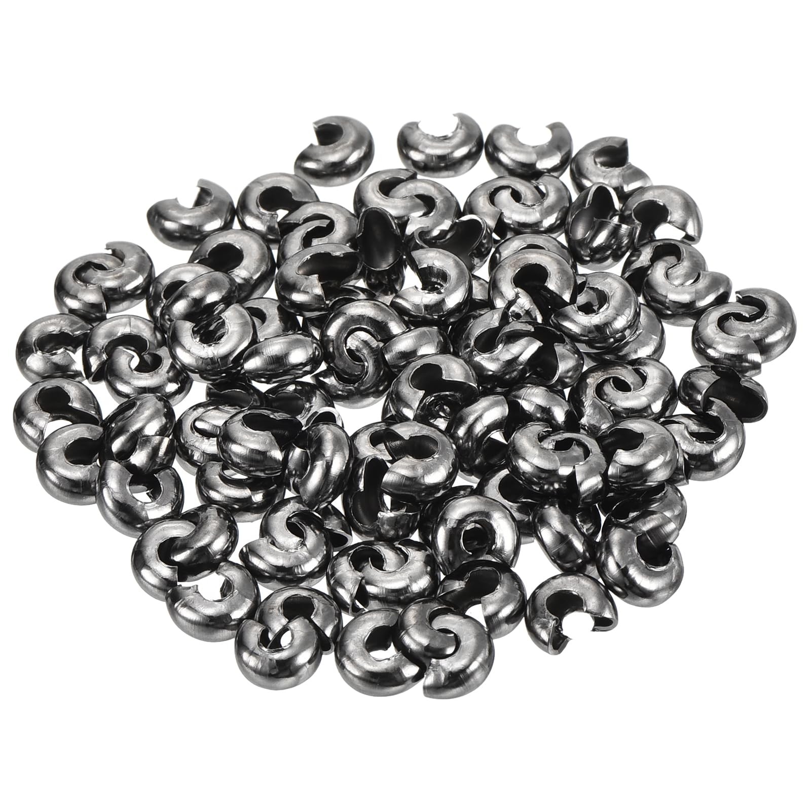 uxcell 300pcs Crimp Bead Covers, 4mm/0.16" Half Round 4mm, Metallic Black 