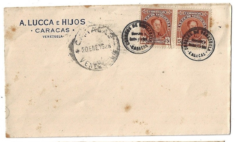 Venezuela: 1928; Cover with cancellation COSTEX Y LE BRIX, aviators, EBV1924