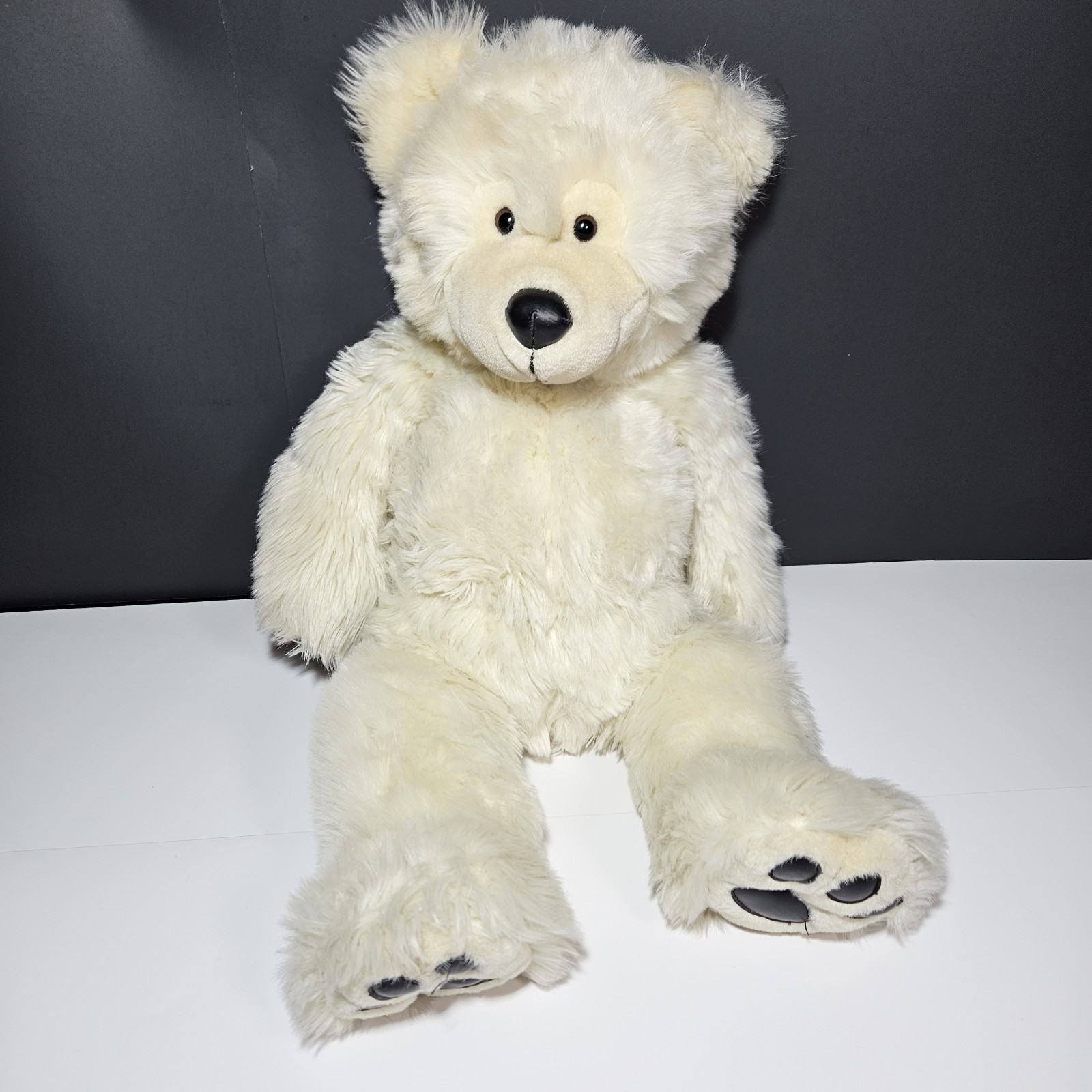 Vintage V2 Build a Bear Polar Bear Long Fur Faux Leather Nose Paw Pads 20 inch