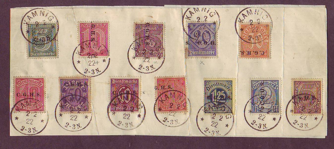 UPPER SILESIA GERMANY OVPTS - 1 INVERTED on PIECE tied by 1922 Cancels FORGERY ?