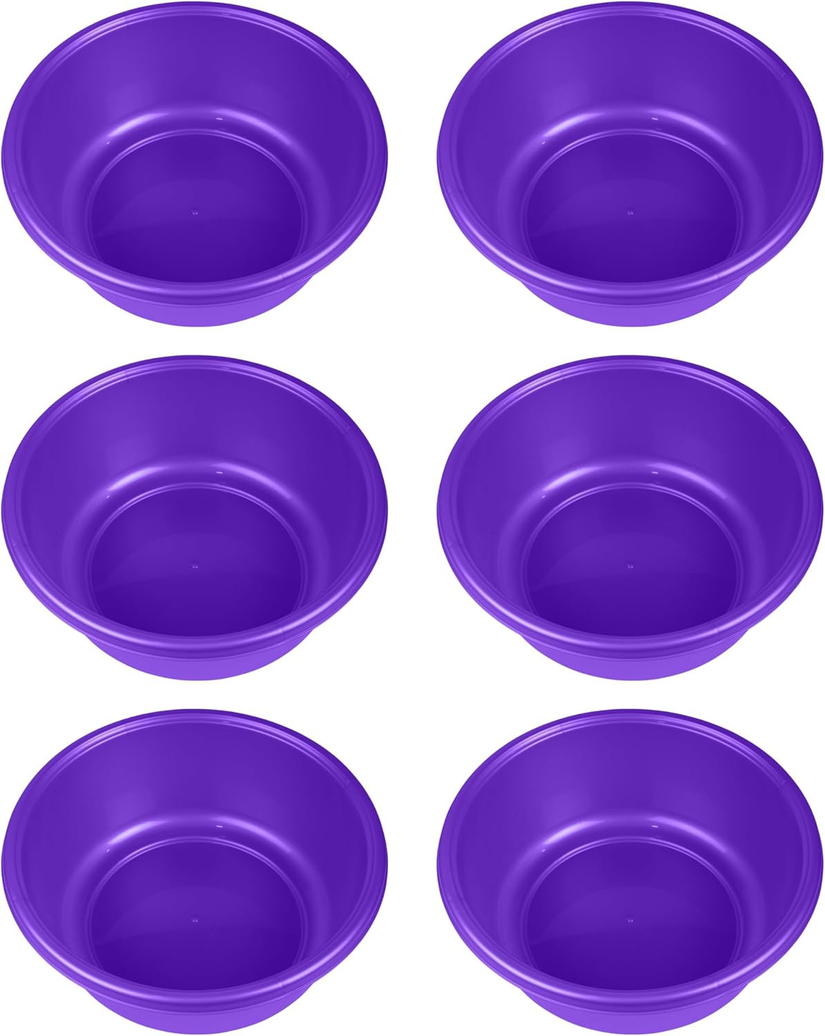 round Plastic Wash Basin, 7 Quarts, 11.25", Violet, Pack of 6