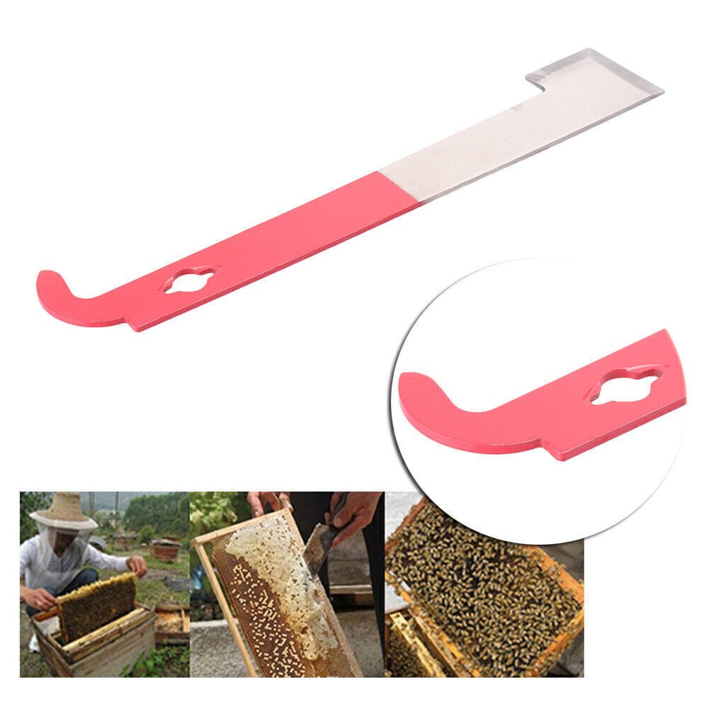 J Shape Beekeeping Bee Tool Red Curved Tail Bee Hive Hook Stainless Scraper
