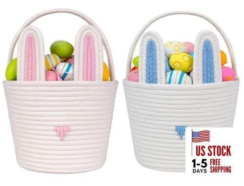  Easter Baskets Empty Kids Easter Hunt Basket,Soft Skin-Friendly Large Style 4