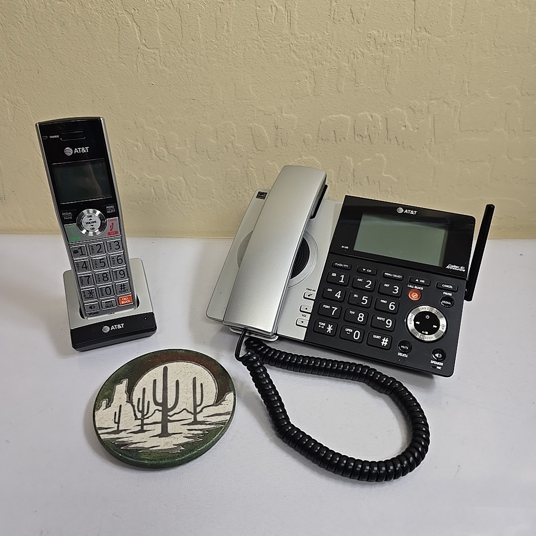 AT&T CL84107 Expandable Corded/Cordless Phone Smart Call Blocker - Black/Silver