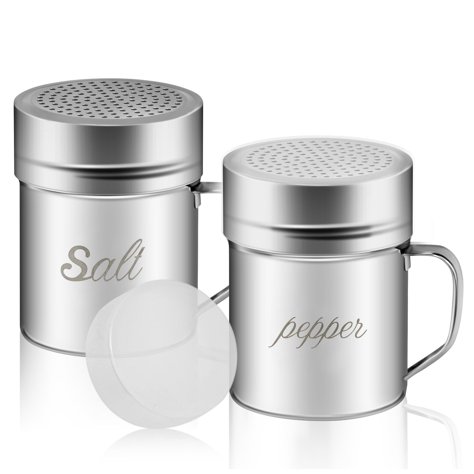 ZERUIDM Stainless Steel Salt and Pepper Shakers Set, 10 OZ, 