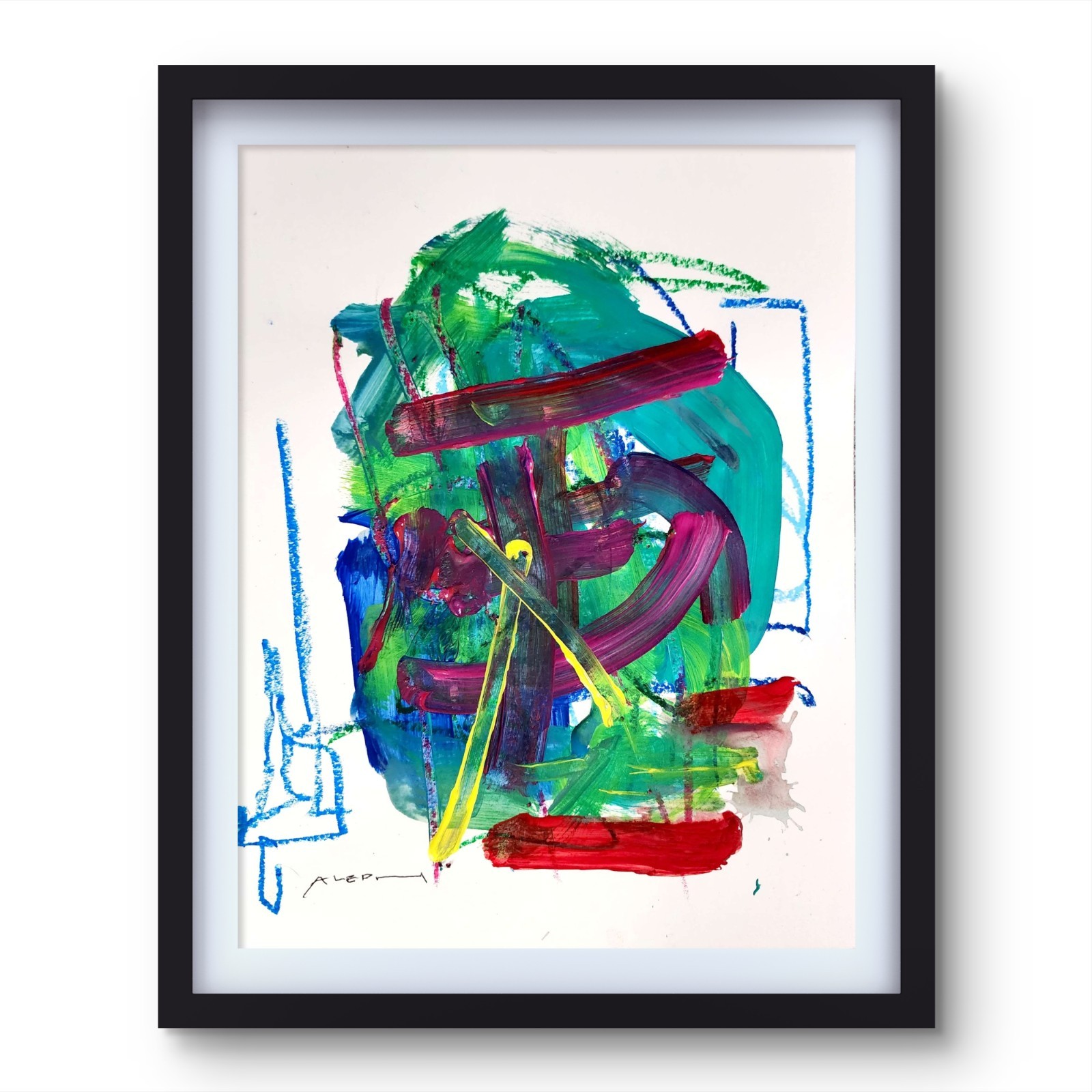 Aleph Original Art 14x11 Unique Abstract Expressionism Wall Art Gallery Paper