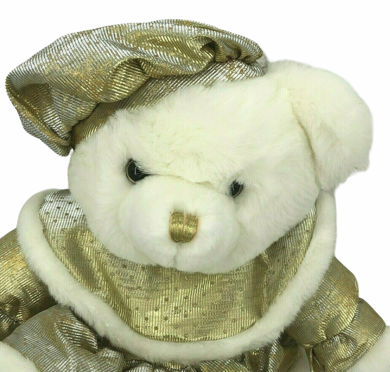 Christmas Teddy Bear Girl Holiday Plush Gold Sparkle Dan Dee Stuffed Animal 2003