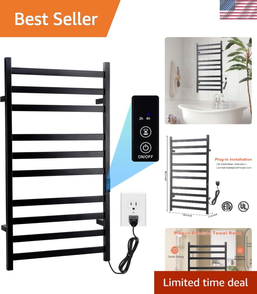 Elegant 10 Bar Heated Towel Rack - Wall-Mounted & Rapid Heating Technology