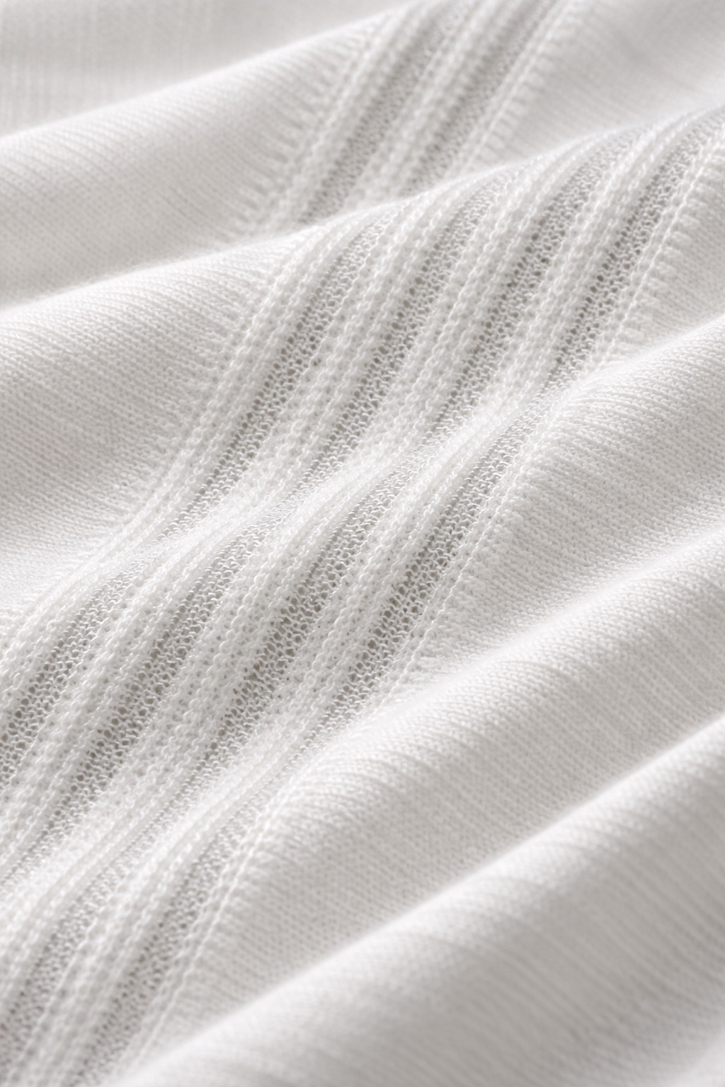 White Pintuck Cotton Jersey Knit FabricTextured Pleated Knit with Sheer Channels