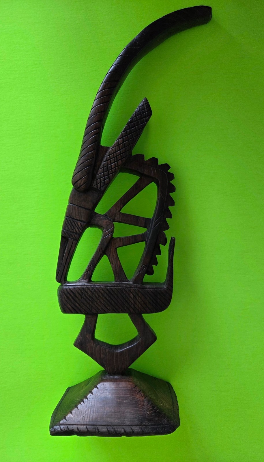 BAMBARA (BAMANA) ANTELOPE CHI WARA HEADDRESS—Excellent Cond. Authentic, Ebony