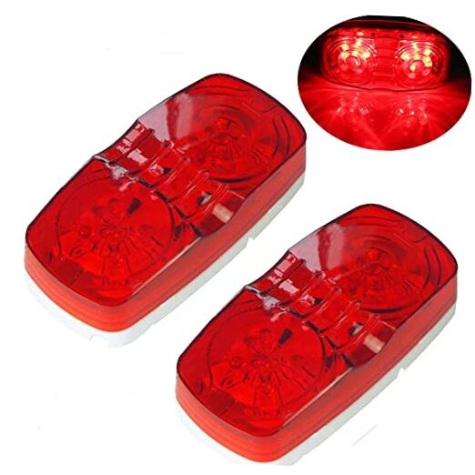  2 Pcs Red Trailer RV Side Marker LED Light, Bullseye/TigerEye/Double 2*Red