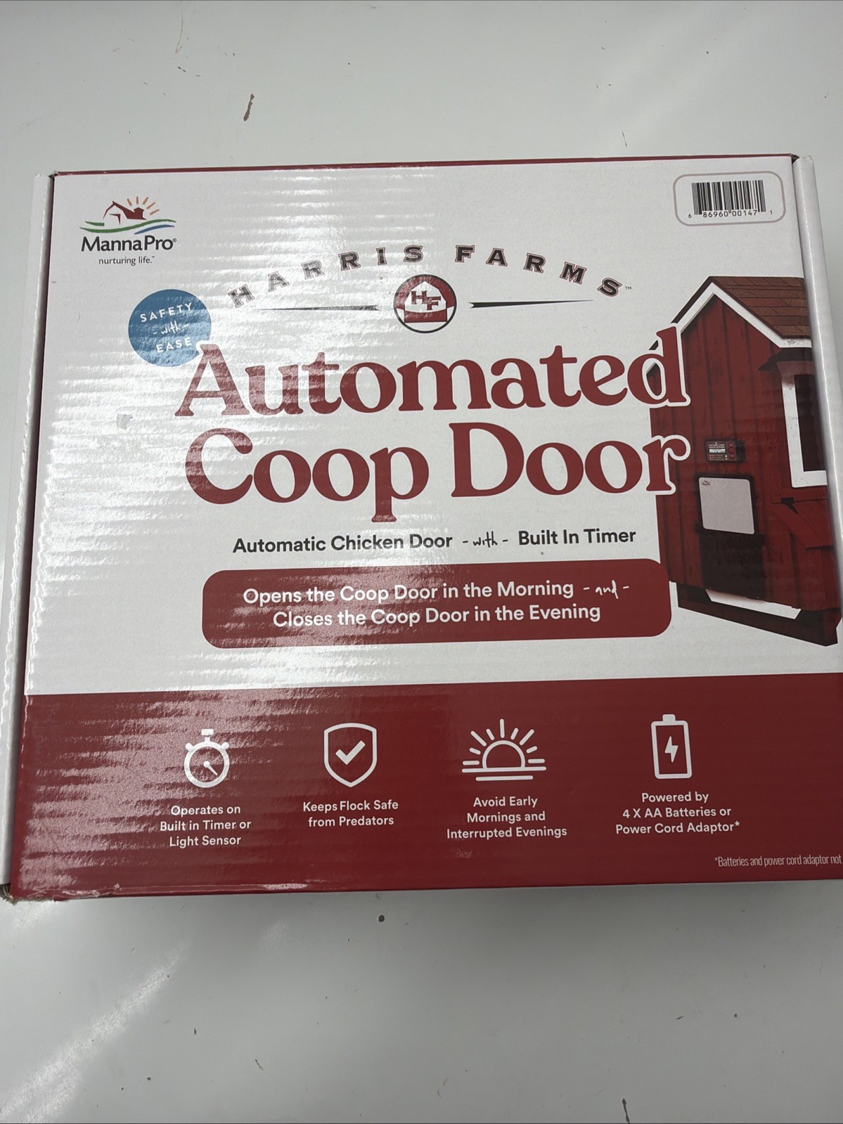 NEW Harris Farms Automated Coop Door, Automatic Chicken Door W/Timer