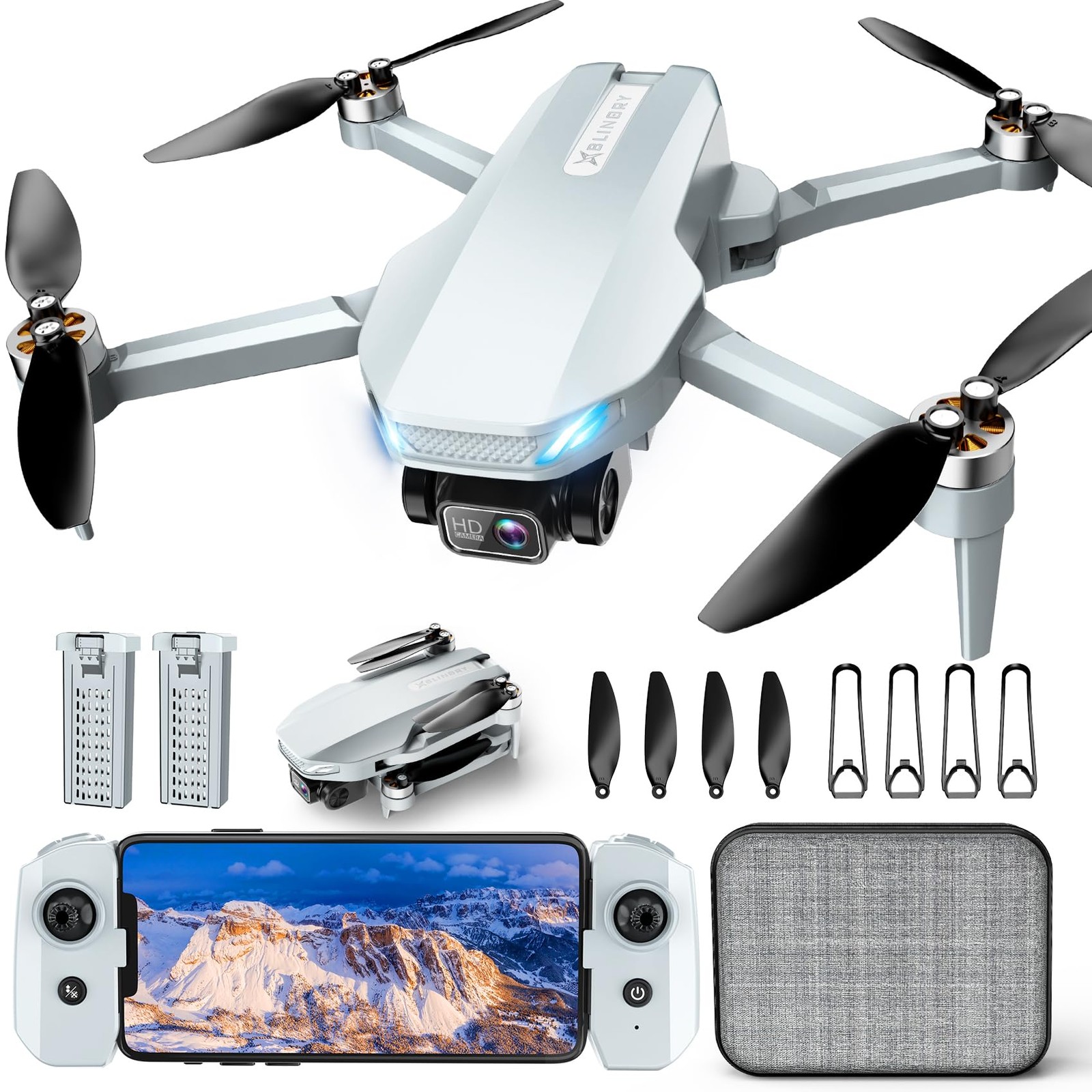 Drone with , 2K HD FPV Drones for Adults, Mini Drone with Control, Key Take O...